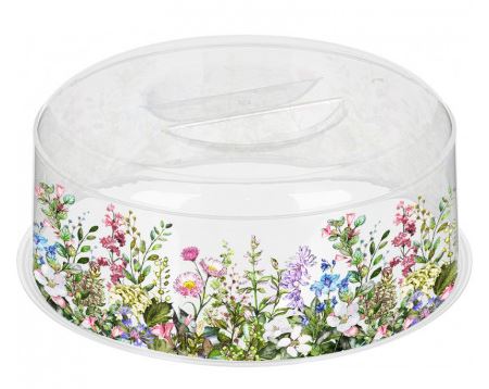 Крышка для СВЧ Bergamo D250мм с декором Цветущий луг (бесцветный)